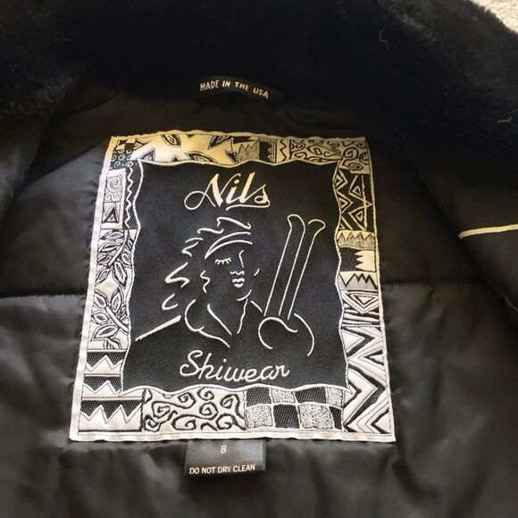 Nils Women’s Vintage 90s Black Print Ski Winter Jacket - Picture 5 of 7